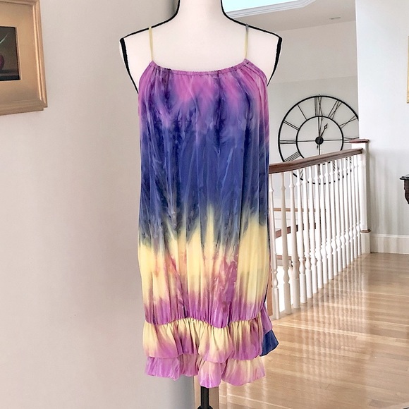 ❌SOLD❌ ★LIKE NEW★ Tie Dyed Mini Dress, PINK YELLOW PURPLE - Picture 3 of 14